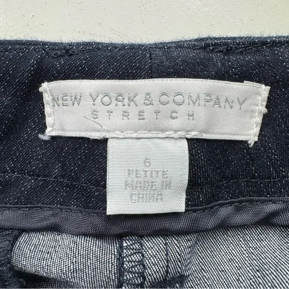 Petite Dark Wash Stretch Pants • Flare Leg Career Work Office Trouser Denim 6P - Picture 8 of 10